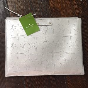 KATE SPADE NY Metro Spade Large Pouch-Silver